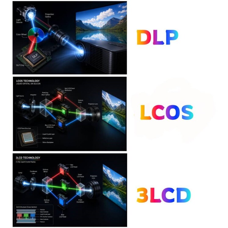 مقایسه کامل فناوری‌های تصویر پروژکتور (LCD در مقابل DLP در مقابل LCoS)