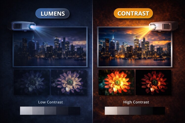 نسبت کنتراست در ویدئوپروژکتور چیست؟ (Contrast Ratio)